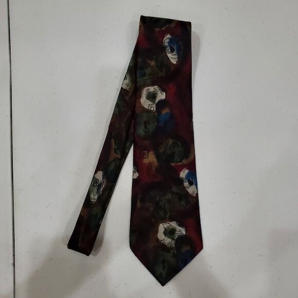 Andre Valetino Other - Andre Valetino Mens Dress Tie Burgundy Green Geometric Print Made in USA